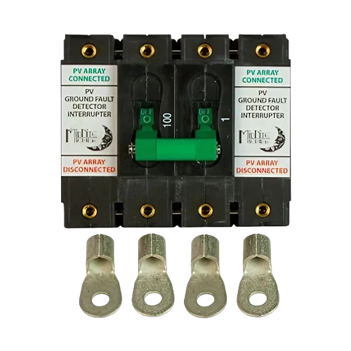 MidNite Solar MNDC-GFP100RT-2P 100A 150VDC Non-Polarized 2-Pole Ground Fault Protector Circuit Breaker