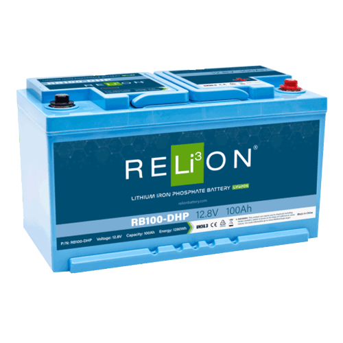 RELiON HP-Series RB100-DHP 100Ah 12VDC DIN High Peak Performance Lithium Iron Phosphate (LiFePO4) Battery