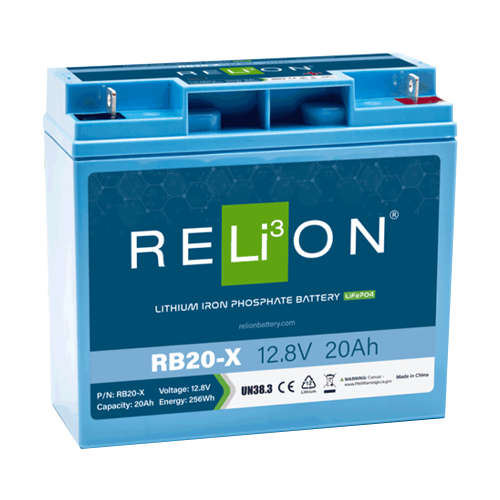 RELiON X-Series RB20-X 20Ah 12VDC High Continuous & Peak Performance Lithium Iron Phosphate (LiFePO4) Battery
