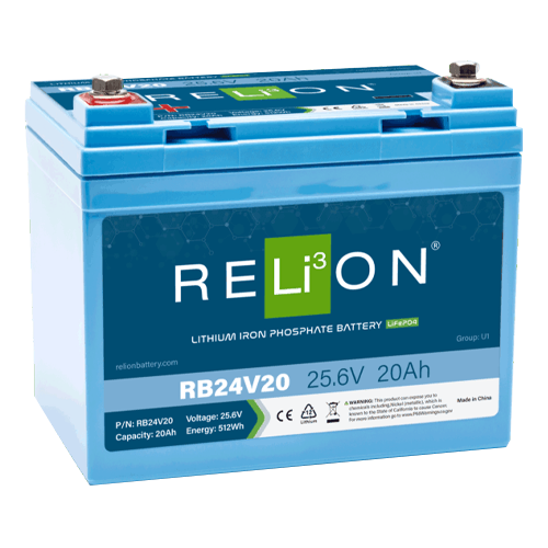 RELiON RB24V20 20Ah 24VDC Standard Lithium Iron Phosphate (LiFePO4) Battery