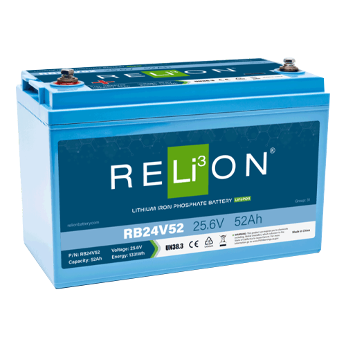 RELiON RB24V52 52Ah 24VDC Standard Lithium Iron Phosphate (LiFePO4) Battery