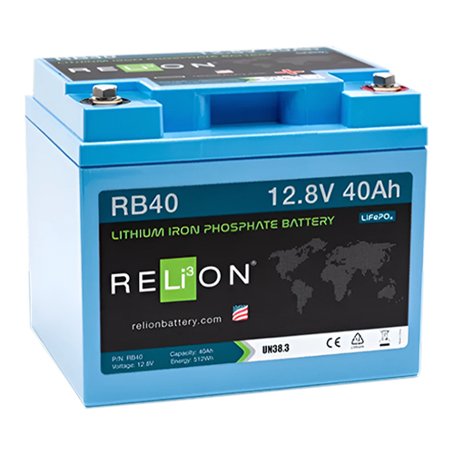 RELiON RB40 40Ah 12VDC Standard Lithium Iron Phosphate (LiFePO4) Battery