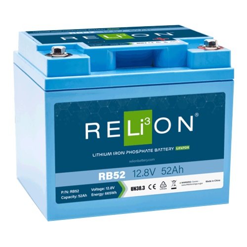 RELiON RB52 52Ah 12VDC Standard Lithium Iron Phosphate (LiFePO4) Battery