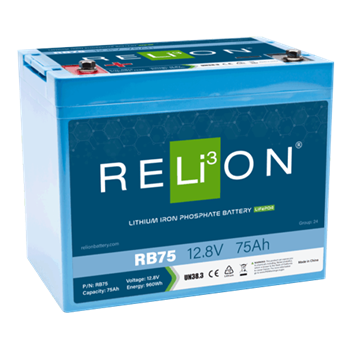 RELiON RB75 75Ah 12VDC Standard Lithium Iron Phosphate (LiFePO4) Battery