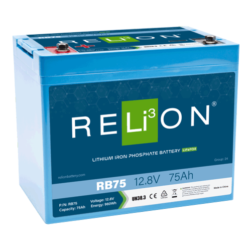 RELiON RB75 75Ah 12VDC Standard Lithium Iron Phosphate (LiFePO4) Battery