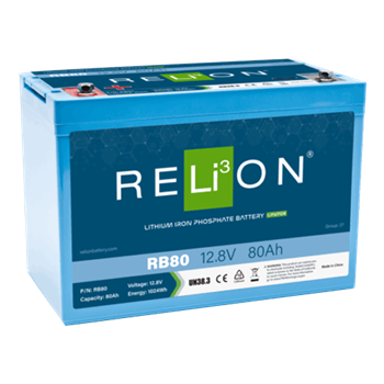 RELiON RB80 80Ah 12VDC Standard Lithium Iron Phosphate (LiFePO4) Battery