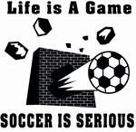 Soccer is serious/ black logo