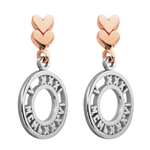 Two Hearts Are One Roman Earrings 14K Pink & Sterling
