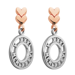 Two Hearts Are One Roman Earrings 14K Pink & Sterling