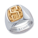 Lady's Bristol Monogram Ring - 14K Yellow & White