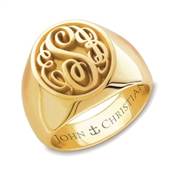 Lady's Camden Monogram Ring - 14K Yellow or White