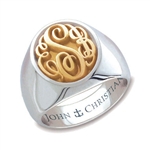 Lady's Camden Monogram Ring - 14K Yellow & White