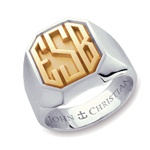 Man's Kent Monogram Ring - 14K Yellow & P&#363;rLuxium™