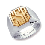 Lady's Kent Monogram Ring - 14K Yellow & White