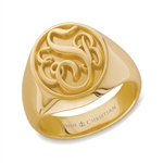 Man's Somerset Monogram Ring - 14K Yellow or White