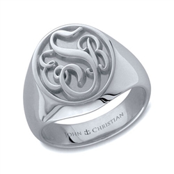 Man's Somerset Monogram Ring - Platinum