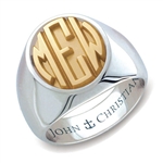 Man's Sutton Monogram Ring - 14K Yellow & White