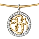 Diamond-Bezel Monogram Medallion - 14K Yellow & White