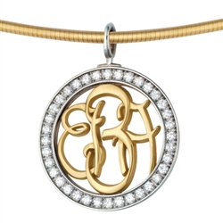 Diamond-Bezel Monogram Medallion - 18K & Platinum