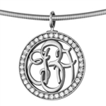 Diamond-Bezel Monogram Medallion - Platinum