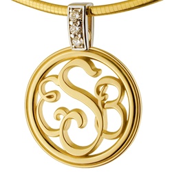 Monogram Medallion Two-Tone Diamond 14K Gold Necklace