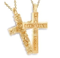 Sculpted Posey™ Cross - 14K Yellow or White