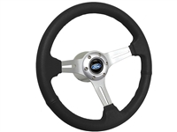 VSW S6 Sport Leather Steering Wheel Brushed Aluminum Kit, Classic Ford Oval