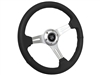 S6 Sport Black Leather Brushed Aluminum Steering Wheel, ST3014BLK