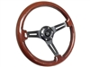 S6 Sport Mahogany Wood Black Aluminum 6-Bolt Steering Wheel, ST3027