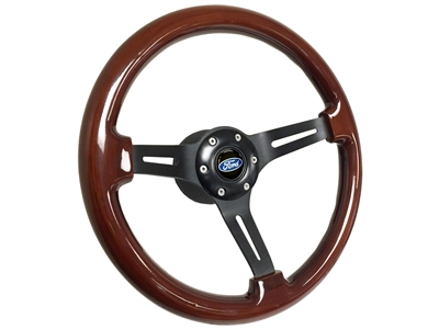 VSW S6 Sport Wood Steering Wheel Black Ford Kit