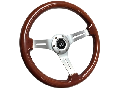 S6 Sport Mahogany Wood Brushed Aluminum Steering Wheel, ST3027S