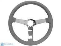 S6 Step Series Black Leather Chrome Steering Wheel, ST3040GRY