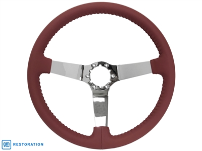 S6 Step Series Red Leather Chrome Steering Wheel, ST3040RED