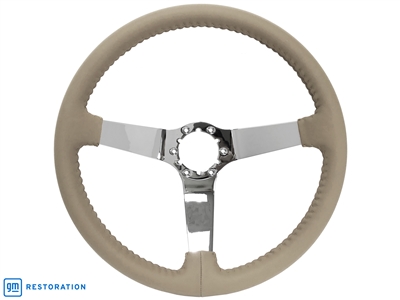 S6 Step Series Tan Leather Chrome Steering Wheel, ST3040TAN