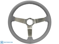 S6 Step Series Gray Leather Stainless Steel Steering Wheel, ST3041GRY