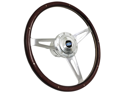 VSW S9 Espresso Stained Wood Steering Wheel Deluxe Classic Ford Oval Kit