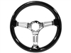 S6 Sport Black Ash Wood Chrome 6-Bolt Steering Wheel, ST3072
