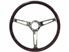 S6 Classic Deluxe Espresso Stained Wood Steering Wheel with Rivets