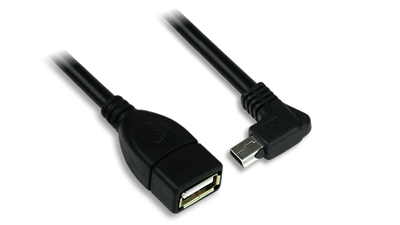 90 DEGREE MINI USB B (M) to USB A (F) CABLE - 6 in.