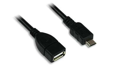 MICRO USB B (M) to USB A (F) CABLE - 6 in.