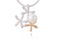 TWO-TONE DAINTY PEARL STARFISH NECKLACE
