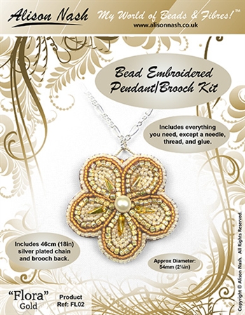 BEADING KITS > Beaded Pendant - Flora - Gold