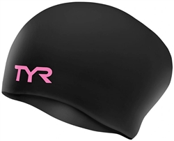 TYR Pink Long Hair Wrinkle-Free Silicone Swim Cap