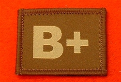 Desert Blood Group Patch B+ ( Sand Combat B+ Badge ) Velcro Backed