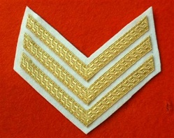 Mess Dress Sergeants Chevrons ( SGT Stripes Gold on White )