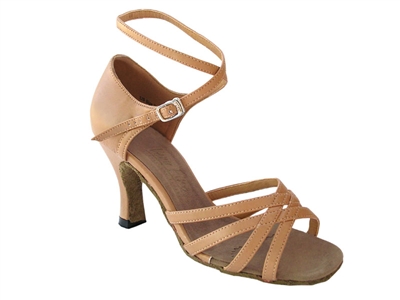Style 1606 Beige Brown Leather - Women's Dance Shoes | Blue Moon Ballroom Dance Supply