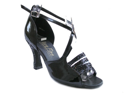 Style 1651 Black Sparkle & Black Patent - Women's Dance Shoes | Blue Moon Ballroom Dance Supply