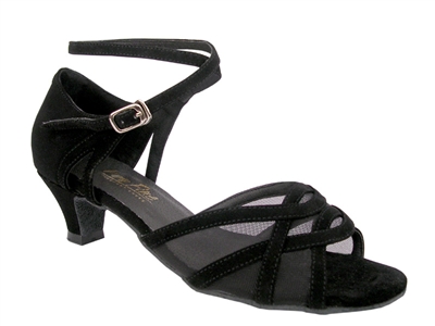 Style 1657 Black Nubuck Black Mesh Cuban Heel - Women's Dance Shoes | Blue Moon Ballroom Dance Supply