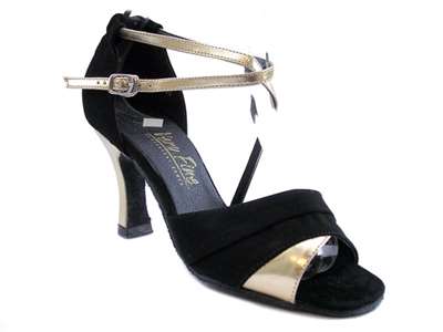 Style 1659 Gold Leather & Black Nubuck - Women's Dance Shoes | Blue Moon Ballroom Dance Supply