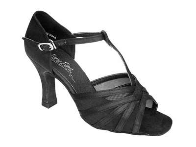 Style 16612 Black Satin & Black Mesh - Women's Dance Shoes | Blue Moon Ballroom Dance Supply